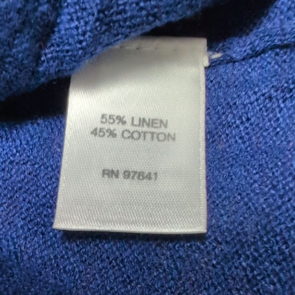 J. Jill Deep Blue Linen Blend Long Sleeve Sweater Small Pocket Accent Size M - Picture 7 of 9